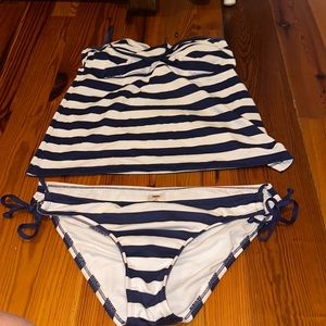 Women’s bathing suit blue and white striped